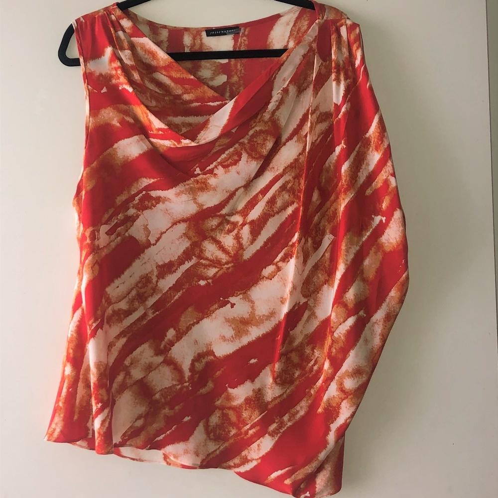 Josie Natori Red/Orange/White Sleeveless Top